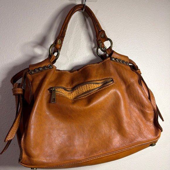 Women's Vera Pelle Brown Leather Shoulder Bag One Size - Picture 2 of 8